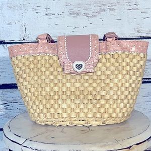 Brighton long retired wicker pink leather heart shoulder bag